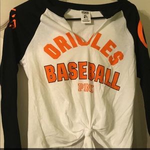 Pink by VS Orioles long sleeve crop tee